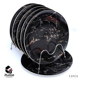 Dozen Black-Gold Colored plates-2fumbe Dinnerware