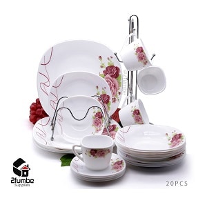 20PCS White floral dinner set-2fumbe-kitchenware