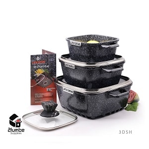 6 Pieces Black-Nonstick Granite Coating Cookware-Lifesmile-2fumbe