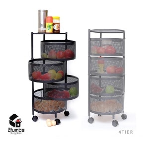 4 Tier Kitchen Rotating Fruit Basket Trolley-2fumbe-Kitchenware