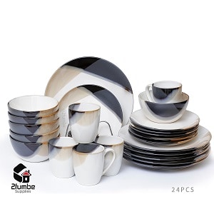 24PCS Ceramic Cream Dinnerset -2fumbe-kitchenware