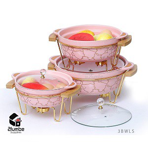 Pink Ceramic food warmer-2fumbe-Kitchenware