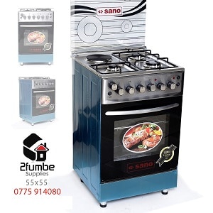 3X1 Sano Silver Full Standing Silver Gas cooker 60x60-Glass top-2fumbe-Kitchenware