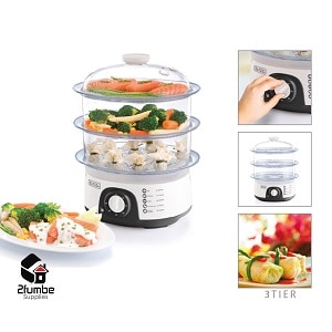 Black+Decker 3 Tier Electric food steamer-HS6000-2fumbe-Kitchenware-Uganda