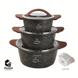 Brown-Lifesmile Granite Diecast iron cookware with glass lids-serving dishes-2fumbe-kitchenware