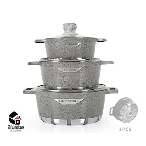 Lifesmile Granite Diecast iron cookware with glass lids-serving dishes-2fumbe-kitchenware