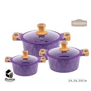 Purple Diamond 3 Dish Casserole nonstick cookware-2fumbe crokery