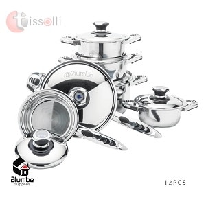 12 Pieces stainless steel-Tissolli Cookware set-2fumbe Kitchen Crokery