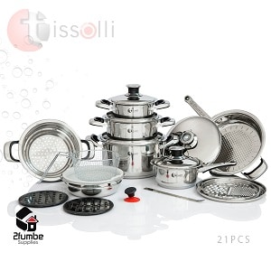 21 Pieces stainless steel-Tissolli Cookware set-2fumbe Kitchen Crokery