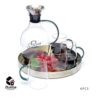 Glass Tea set with golden tray-2fumbe Kitchenware