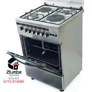 Florsa 2x2 Stainless steel Electric Gas Cooker- 60x60- Silver-2fumbe. cooking hobs