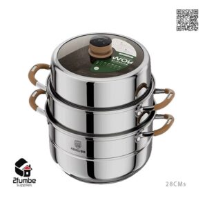 3 Tier Stainless steel food steamer with timer-2fumbe saucepans